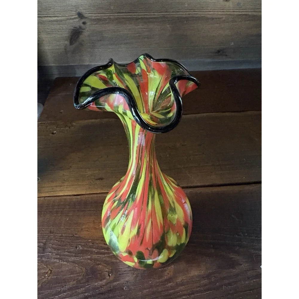 Czech Art Glass Vase 8.75